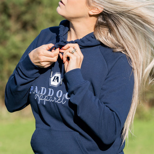 French Navy Organic Cotton Hoodie, Life on the Left Rein - Paddock Apparel